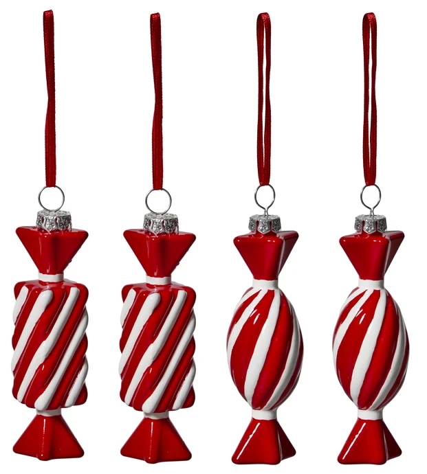 Karamell, Julgransdekoration, 4-pack, L3,5 B3,5 H10,5 cm