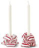 Polkagris - Ljusstake, H 8 B 13 cm - Röd