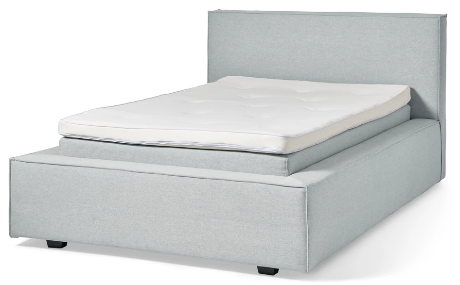 Delux sign - Sängram inkl. gavel med resårkassett Delux Dream och bäddmadrass Sleep, enkelsäng, bäddmått 120 cm - Grå