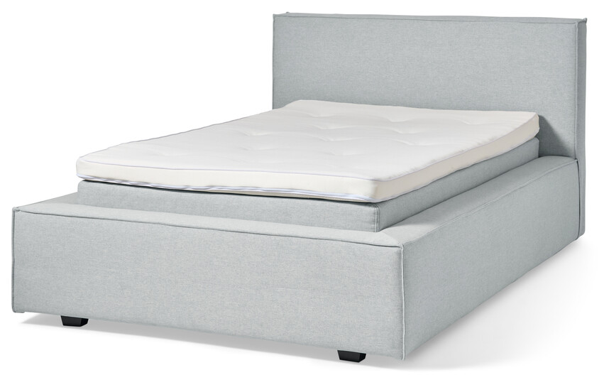 Delux sign - Sängram inkl. gavel med resårkassett Delux Dream och bäddmadrass Sleep, enkelsäng, bäddmått 120 cm - Grå