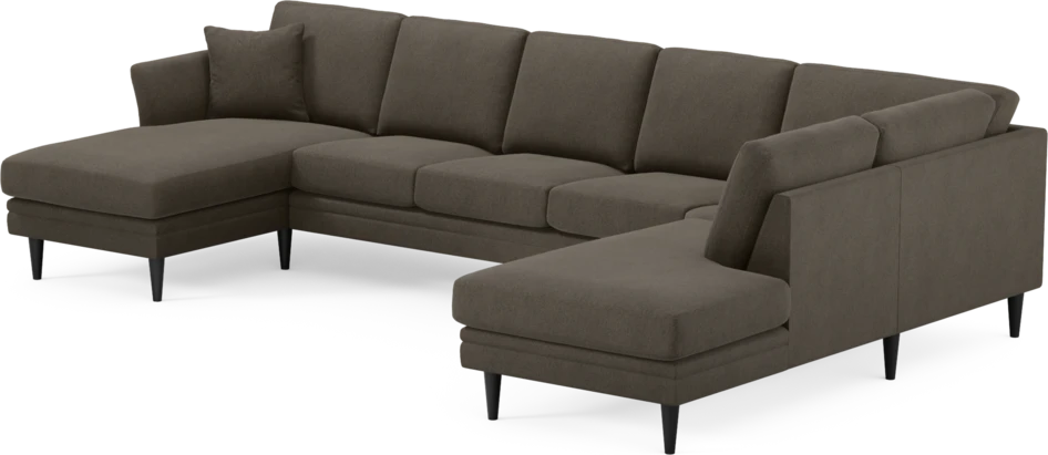 Eden - 3-sits soffa med schäslong vänster och divan höger - Brun