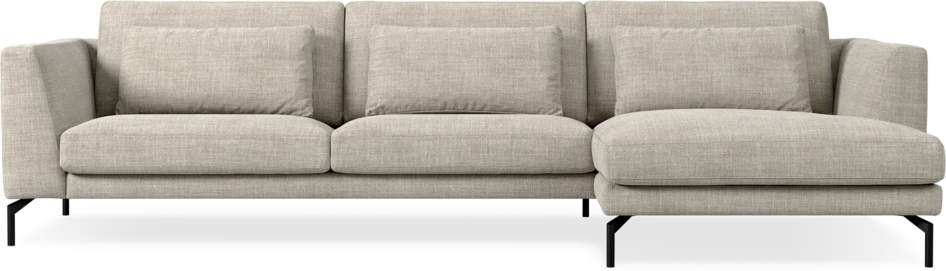Willow - 3-sits soffa med schäslong höger, fast klädsel - Beige