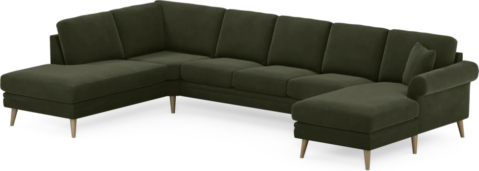 Eden - 3-sits soffa med divan vänster och schäslong höger - Grön