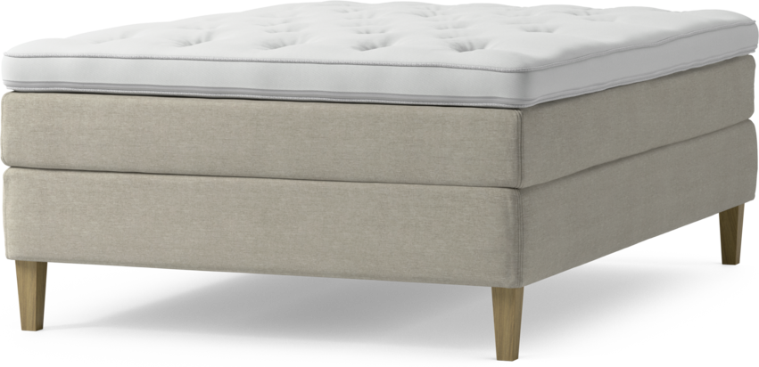 Delux Sense - Kontinentalsäng, enkelsäng 140 cm med bäddmadrass och sängben - Beige
