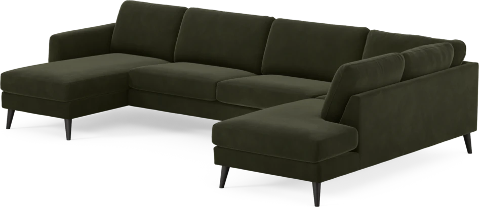 Bridge - 3-sits soffa med schäslong vänster och divan höger - Grön