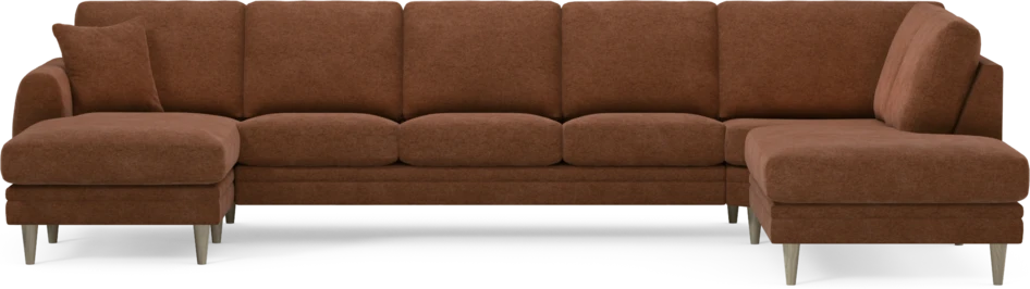 Eden - 3-sits soffa med schäslong vänster och divan höger - Orange