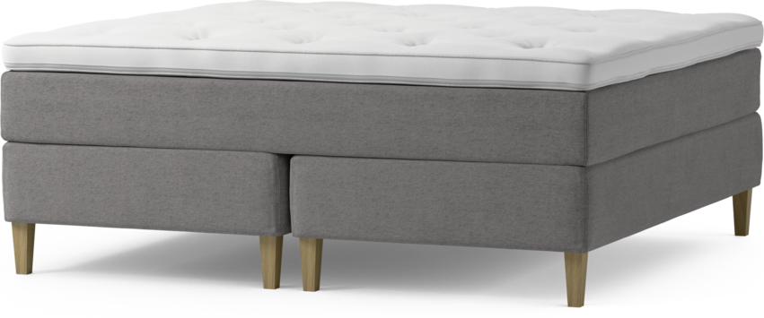 Delux Dream - Kontinentalsäng, dubbelsäng med bäddmadrass och sängben - Grå