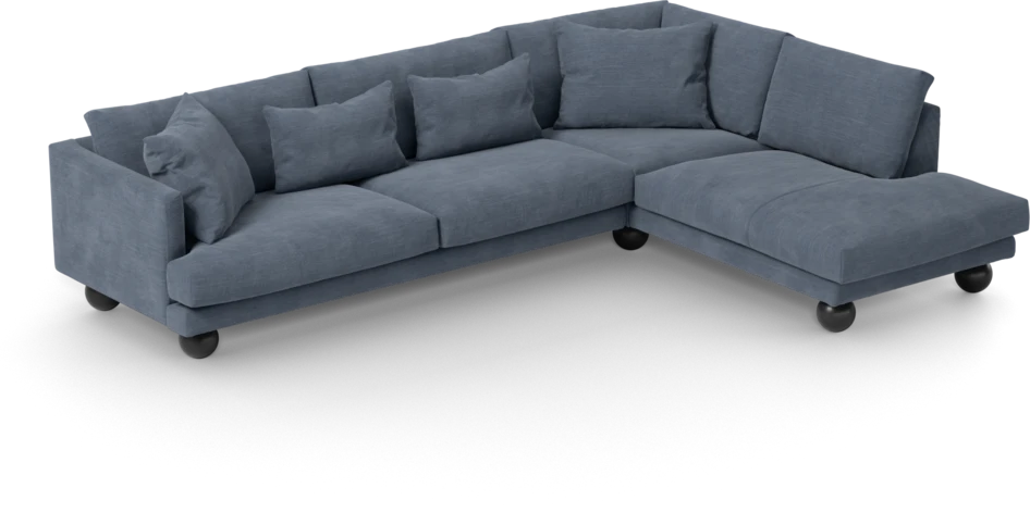 Harper - 3-sits soffa med divan höger - Blå