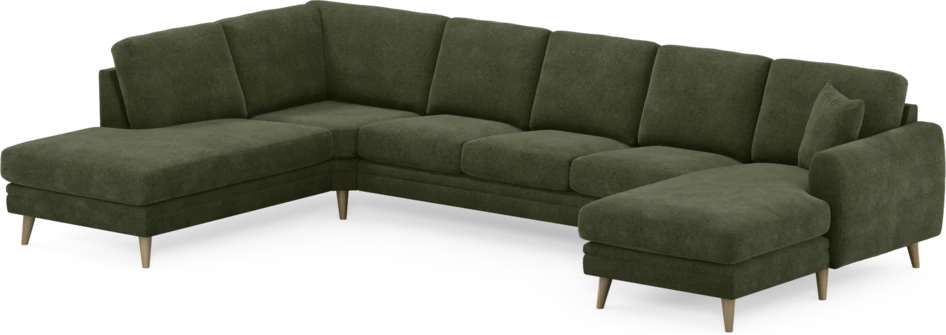 Eden - 3-sits soffa med divan vänster och schäslong höger - Grön