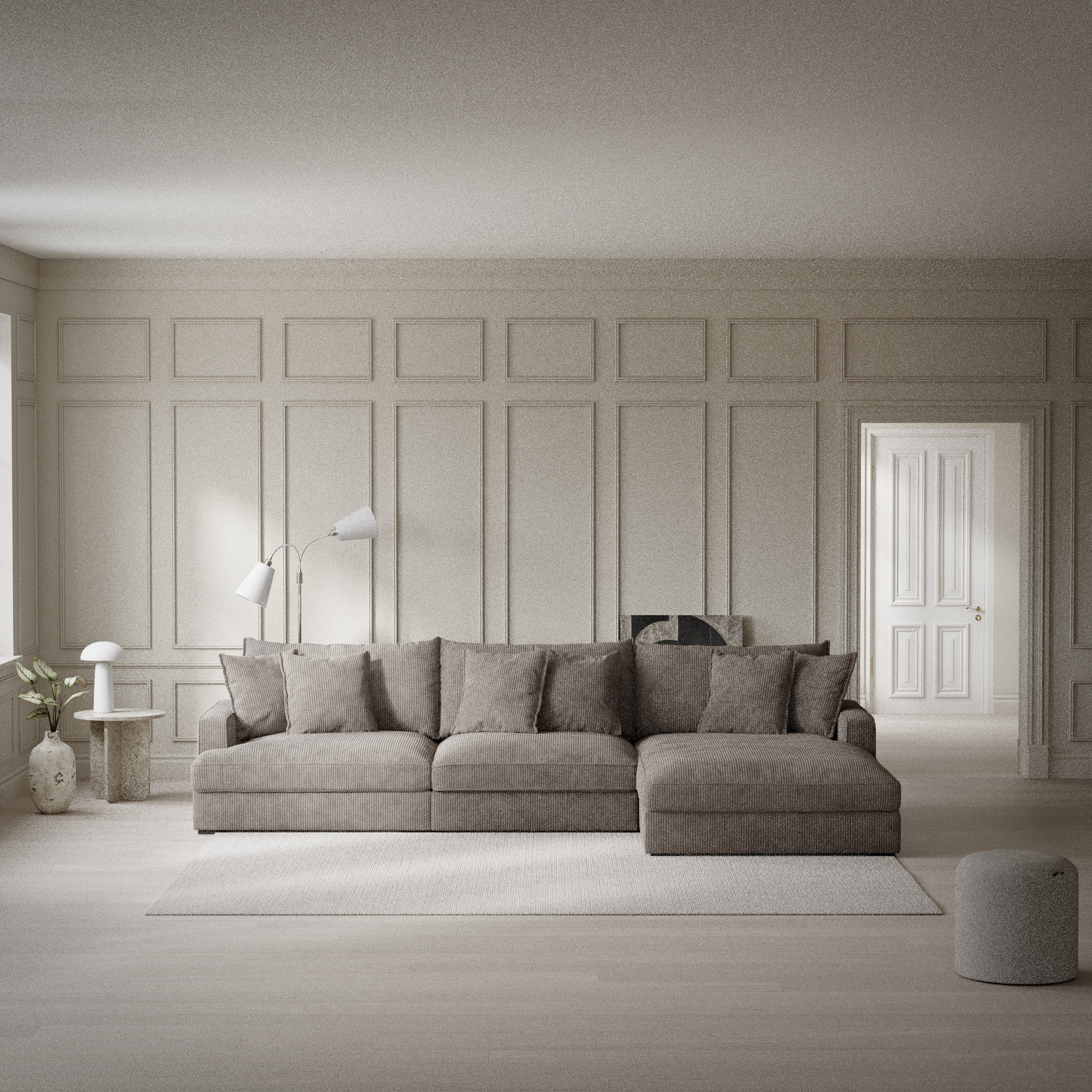 Rossi, 3-sits soffa med schäslong höger