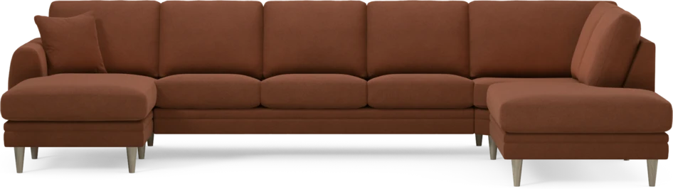 Eden - 3-sits soffa med schäslong vänster och divan höger - Orange