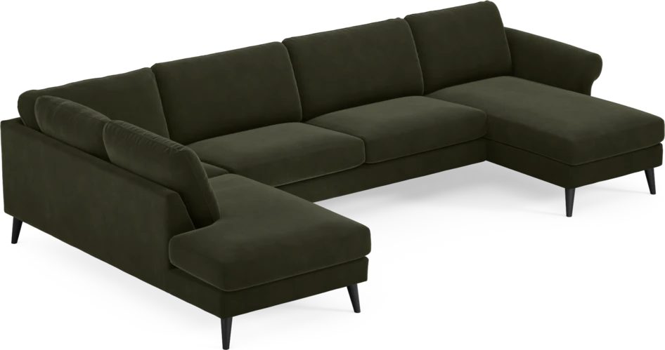 Bridge - 3-sits soffa med divan vänster och schäslong höger - Grön
