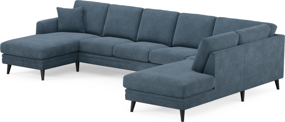 Eden - 3-sits soffa med schäslong vänster och divan höger - Blå
