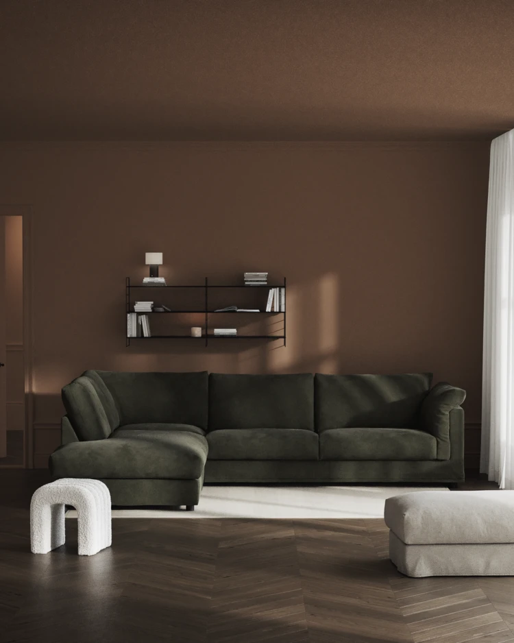 Cherrie - 3-sits soffa med divan vänster, med kappa - inspiration