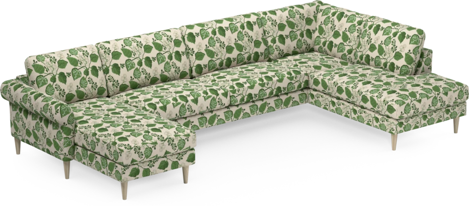 Bridge - 3-sits soffa med schäslong vänster och divan höger - Grön