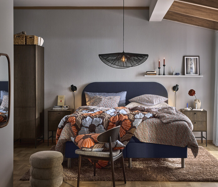 Roma Family - Kontinentalsäng, dubbelsäng med bäddmadrass och sänggavel slät, B 160-180 - inspiration