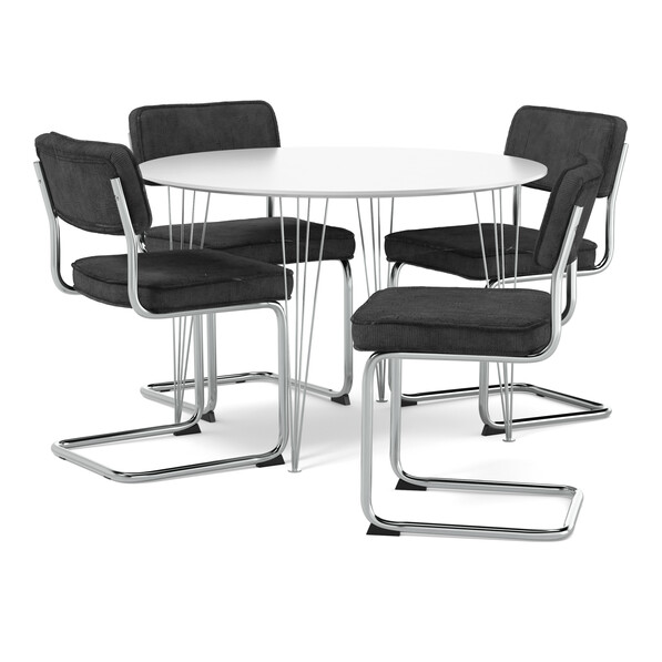 Plaine - Matgrupp med 4 stolar Merano - Grå