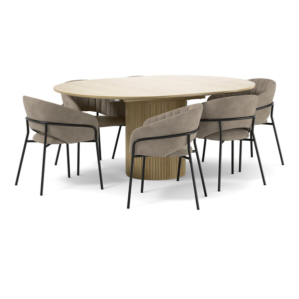 Astrid - Matgrupp med 6 karmstolar Selina - Beige