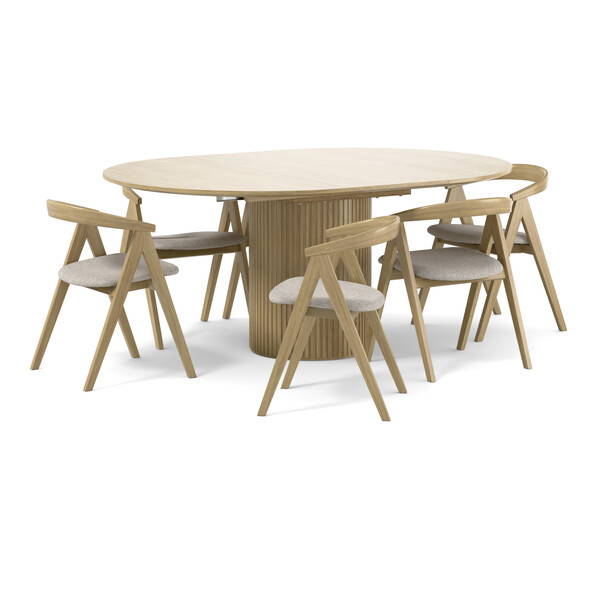 Astrid - Matgrupp med 6 stolar Arvid - Beige