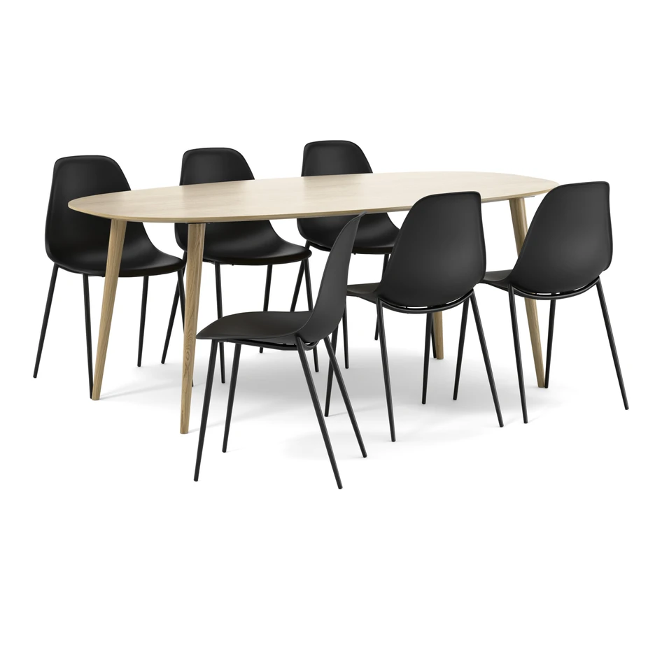 Plaine - Matgrupp med 6 stolar Tico - Beige
