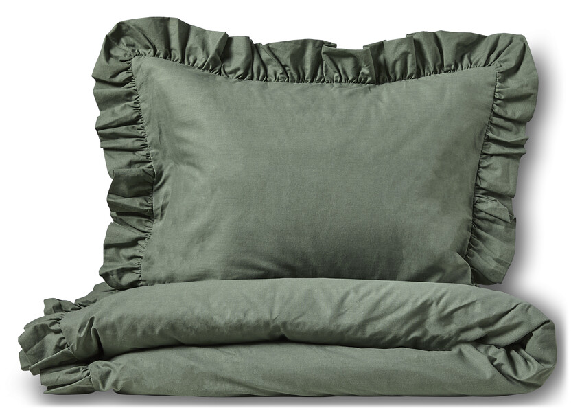 Bridgeport - Påslakanset i garnfärgad bomull med volang - Blå