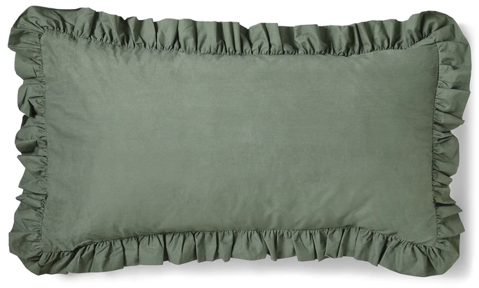 Bridgeport, Örngott till hotellkudde i garnfärgad bomull med volang, 50x90 cm 