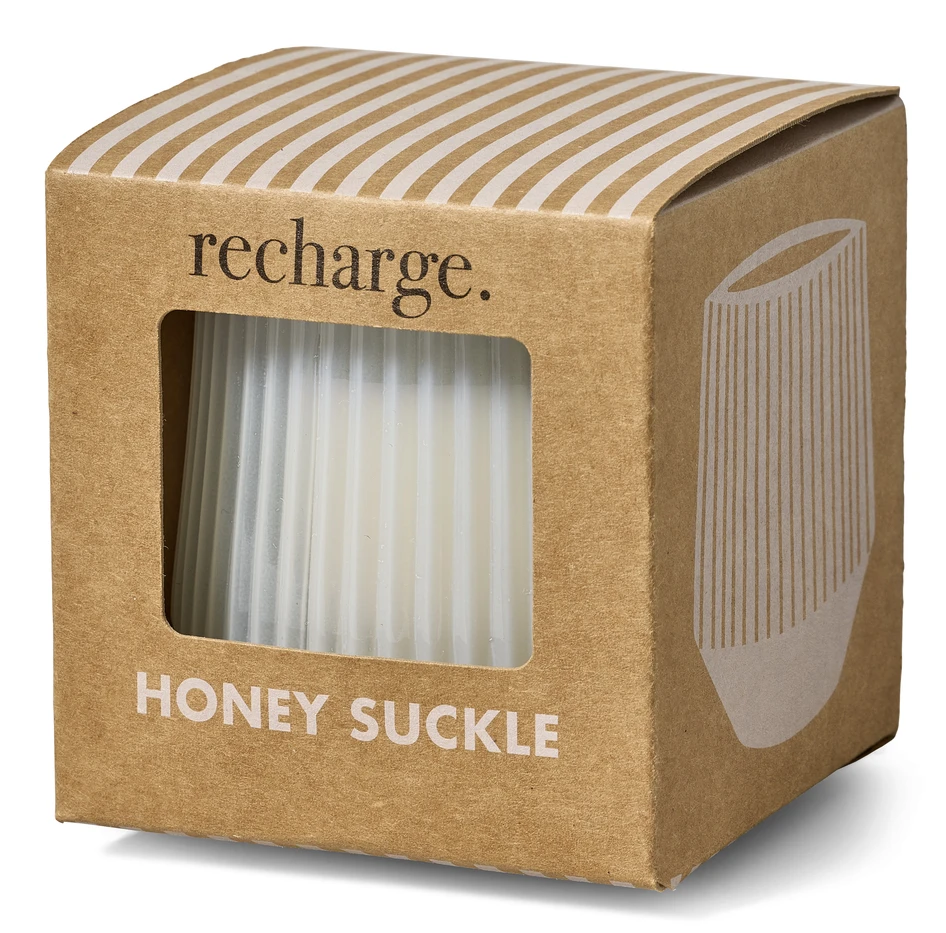 Recharge - Doftljus, Honeysuckle, brinntid 30 h, 130 gr - Vit