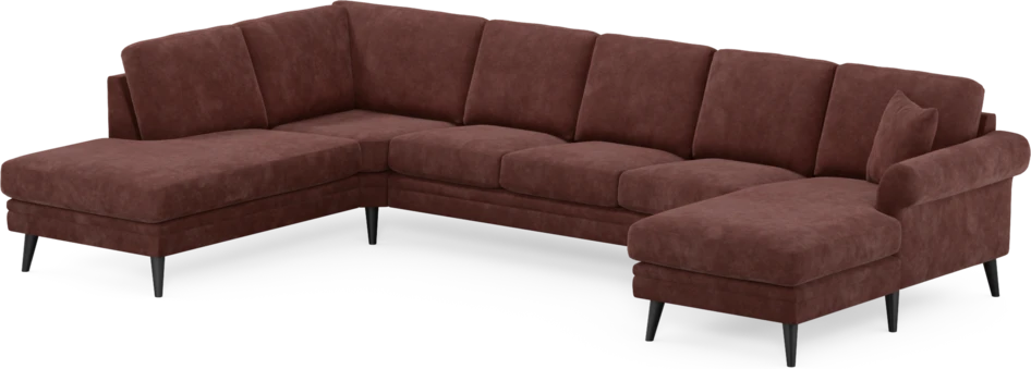 Eden - 3-sits soffa med divan vänster och schäslong höger - Röd