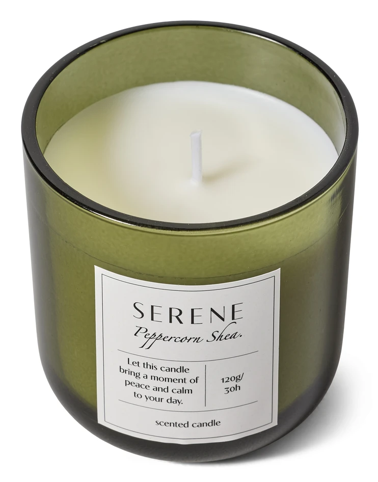 Serene - Doftljus, Peppercorn Shea, brinntid 30 h, 120 gr - Grön