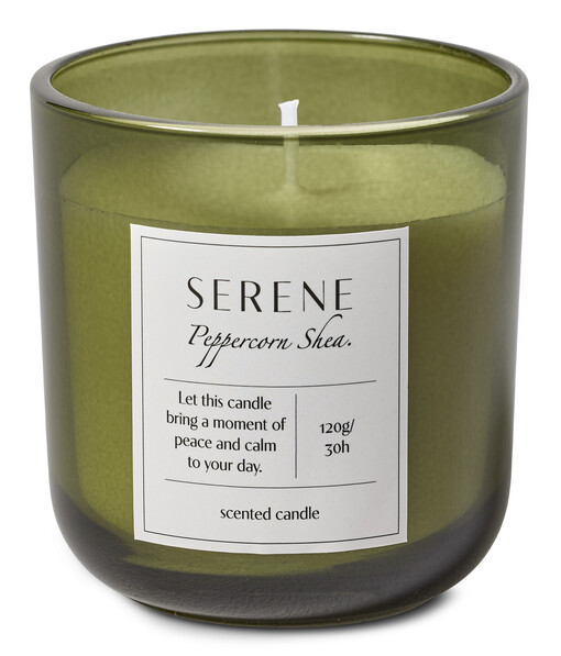 Serene - Doftljus, Peppercorn Shea, brinntid 30 h, 120 gr - Grön