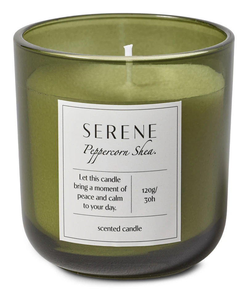 Serene - Doftljus, Peppercorn Shea, brinntid 30 h, 120 gr - Grön