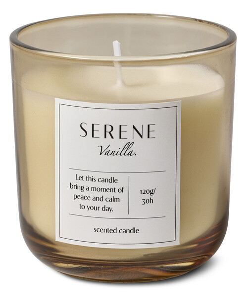 Serene - Doftljus, Vanilla, brinntid 30 h, 120 gr - Beige
