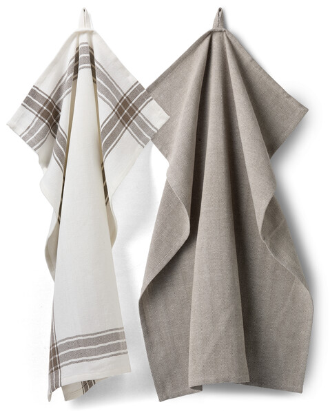 Herringbone - Kökshandduk, 50x70 cm, 2-pack - Brun