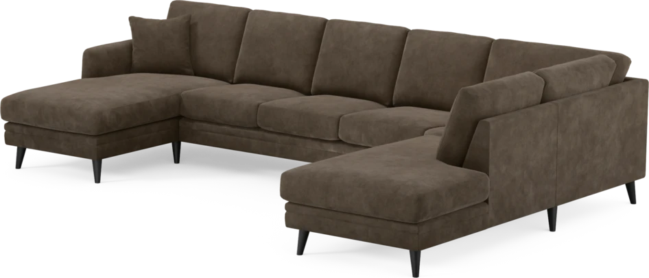 Eden - 3-sits soffa med schäslong vänster och divan höger - Brun