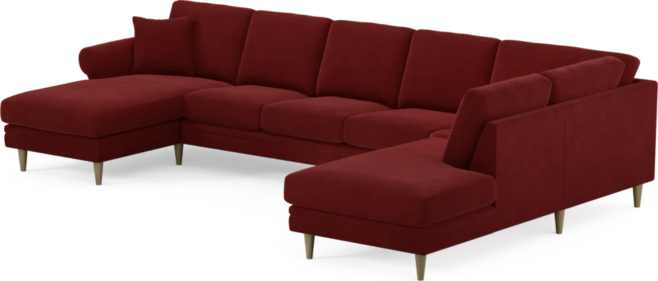 Eden - 3-sits soffa med schäslong vänster och divan höger - Röd