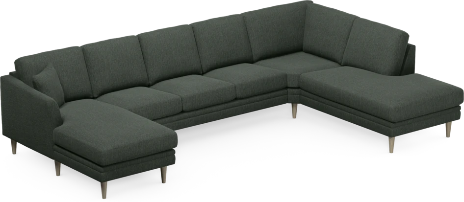Eden - 3-sits soffa med schäslong vänster och divan höger - Grön
