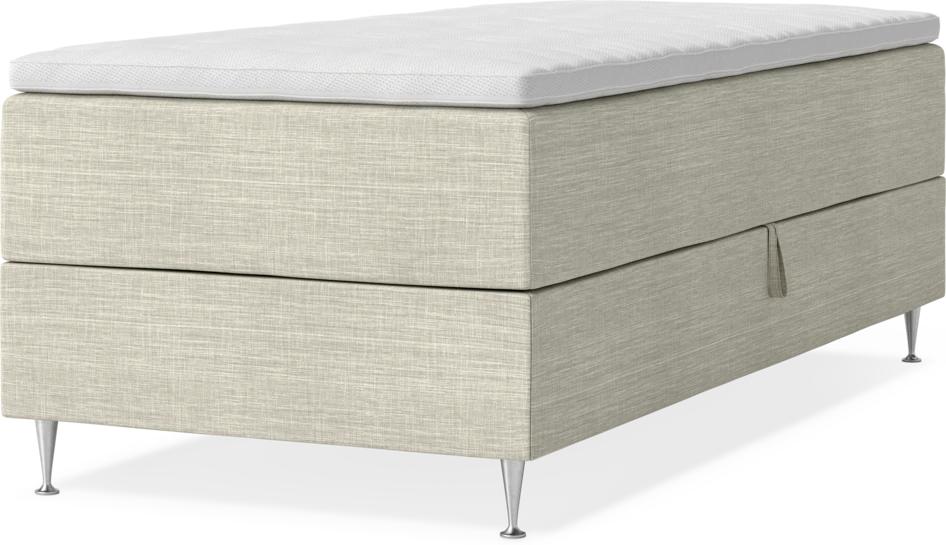 New York - Förvaringssäng, enkelsäng med bäddmadrass och sängben - Beige