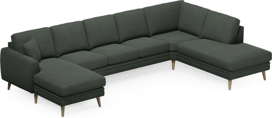 Eden - 3-sits soffa med schäslong vänster och divan höger - Grön