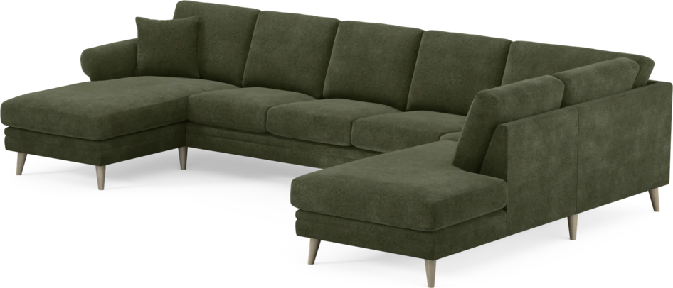 Eden - 3-sits soffa med schäslong vänster och divan höger - Grön