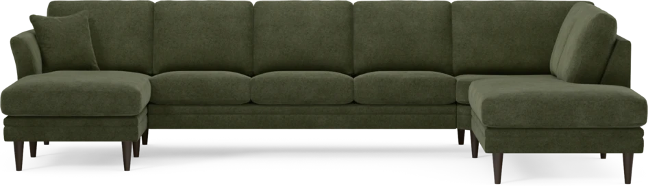 Eden - 3-sits soffa med schäslong vänster och divan höger - Grön