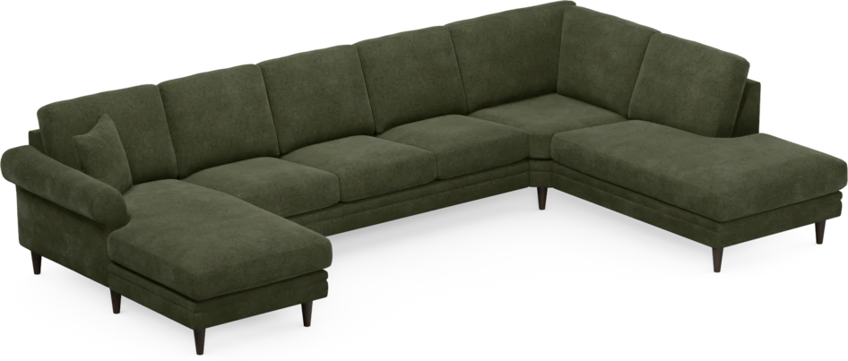Eden - 3-sits soffa med schäslong vänster och divan höger - Grön