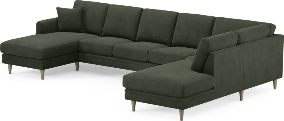 Eden - 3-sits soffa med schäslong vänster och divan höger - Grön