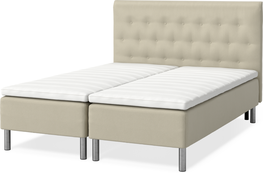 Roma Family - Ramsäng, dubbelsäng med bäddmadrass och sänggavel låg pikerad, B 160-180 - Beige