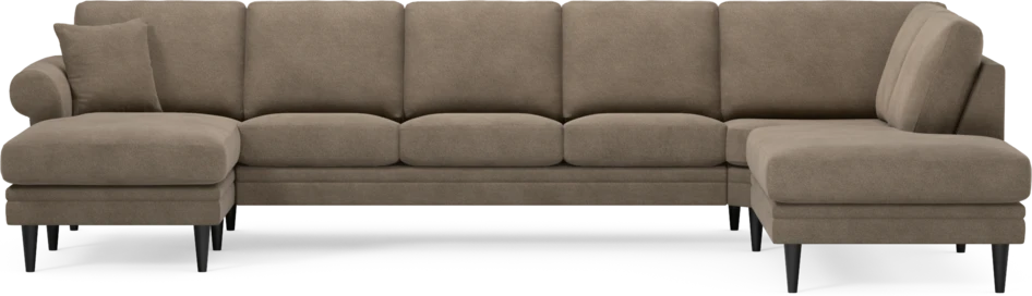 Eden - 3-sits soffa med schäslong vänster och divan höger - Brun