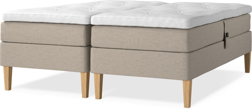 Delux Sense - Ställbar säng, dubbelsäng med bäddmadrass - Beige