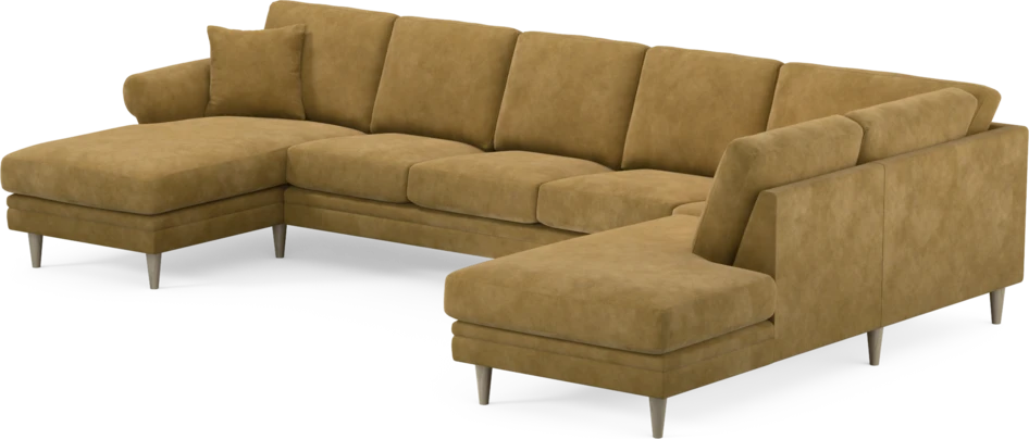 Eden - 3-sits soffa med schäslong vänster och divan höger - Gul