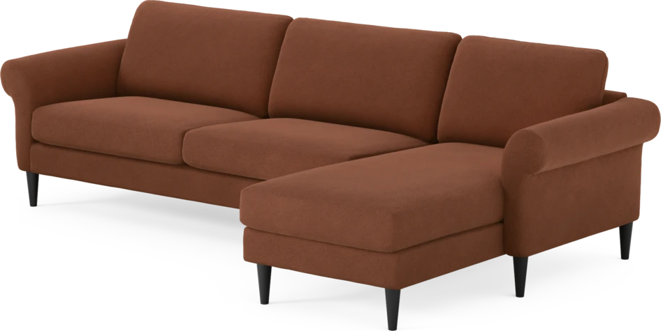 Bridge - 3-sits soffa med schäslong höger - Orange