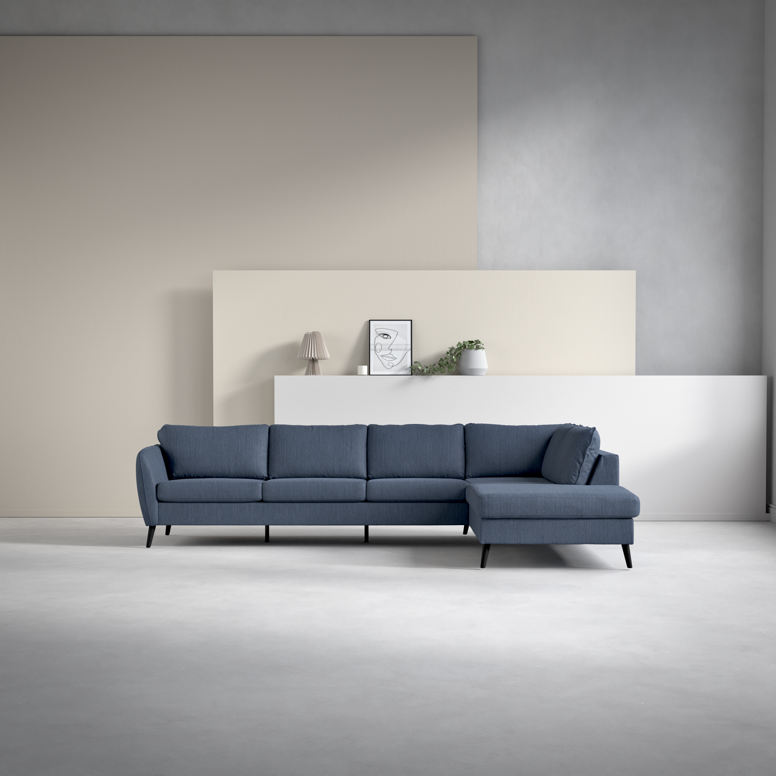 County, 3-sits soffa med divan höger
