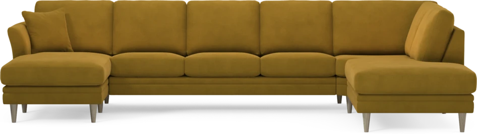 Eden - 3-sits soffa med schäslong vänster och divan höger - Gul