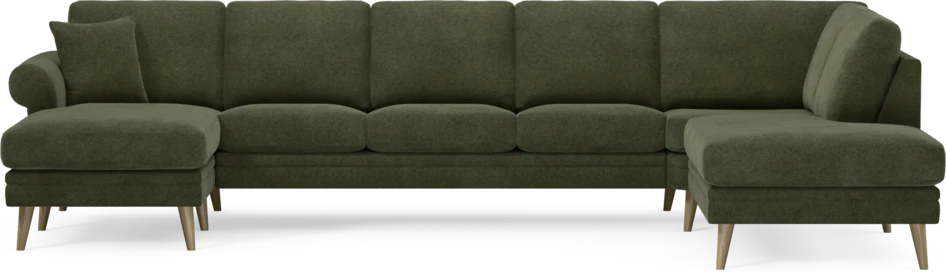 Eden - 3-sits soffa med schäslong vänster och divan höger - Grön